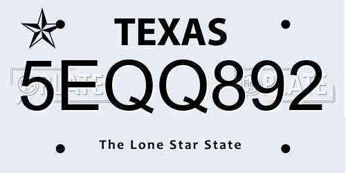 5EQQ892 Texas License Plate