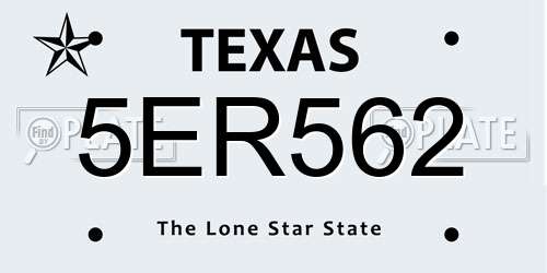 5ER562 Texas License Plate