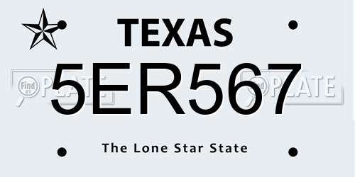 5ER567 Texas License Plate