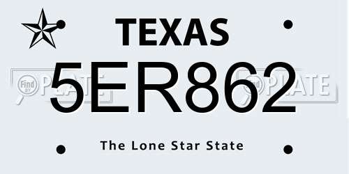 5ER862 Texas License Plate