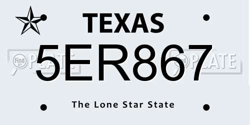 5ER867 Texas License Plate