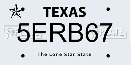 5ERB67 Texas License Plate