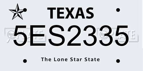 5ES2335 Texas License Plate