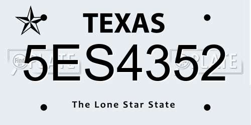 5ES4352 Texas License Plate