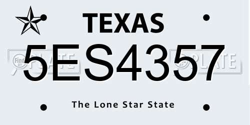 5ES4357 Texas License Plate
