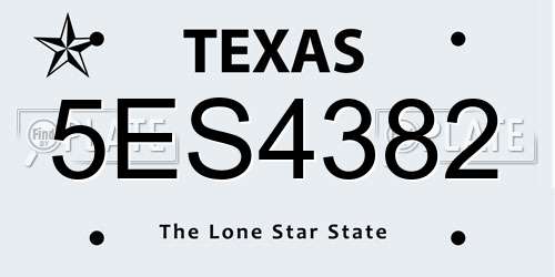 5ES4382 Texas License Plate