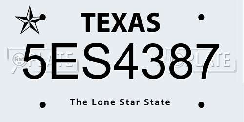 5ES4387 Texas License Plate