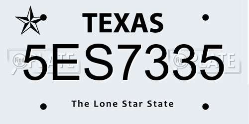 5ES7335 Texas License Plate