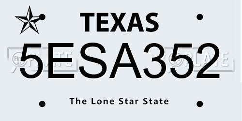 5ESA352 Texas License Plate