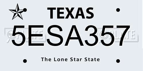 5ESA357 Texas License Plate