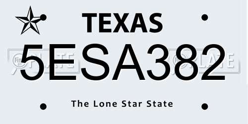 5ESA382 Texas License Plate
