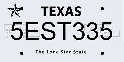 5EST335 Texas License Plate