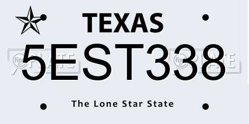 5EST338 Texas License Plate