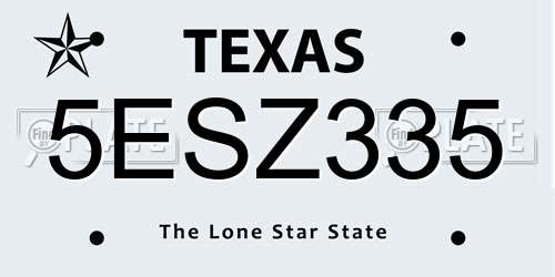 5ESZ335 Texas License Plate