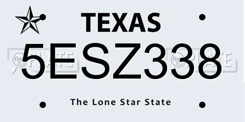 5ESZ338 Texas License Plate