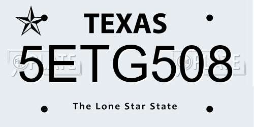 5ETG508 Texas License Plate