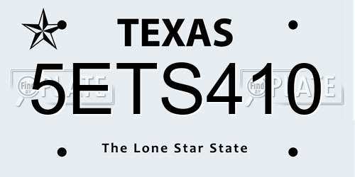 5ETS410 Texas License Plate