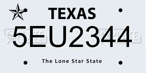 5EU2344 Texas License Plate