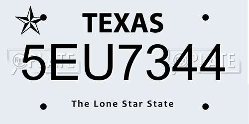 5EU7344 Texas License Plate