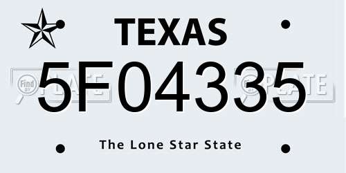 5F04335 Texas License Plate
