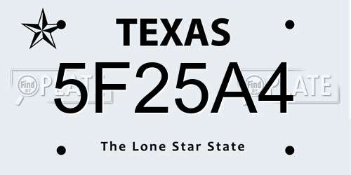 5F25A4 Texas License Plate