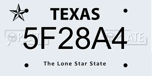 5F28A4 Texas License Plate