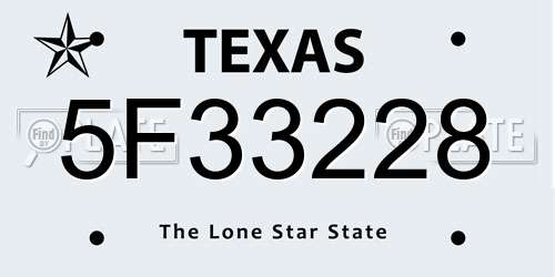 5F33228 Texas License Plate