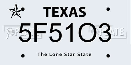 5F51O3 Texas License Plate