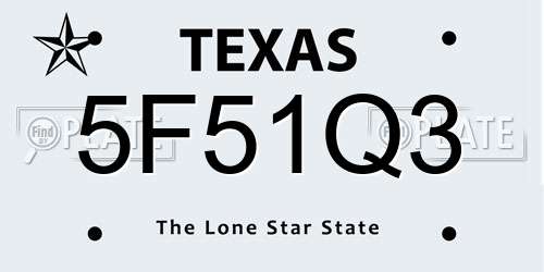 5F51Q3 Texas License Plate