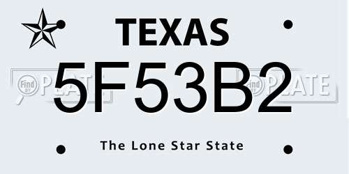 5F53B2 Texas License Plate