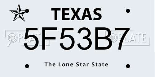 5F53B7 Texas License Plate
