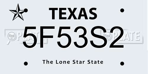 5F53S2 Texas License Plate