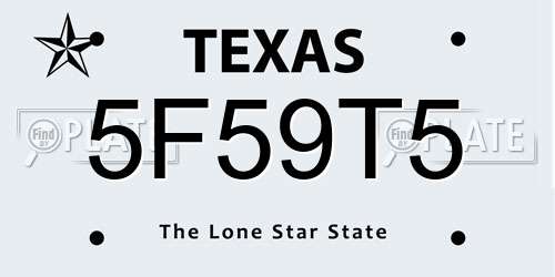 5F59T5 Texas License Plate