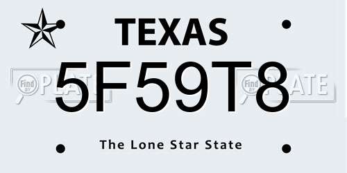 5F59T8 Texas License Plate