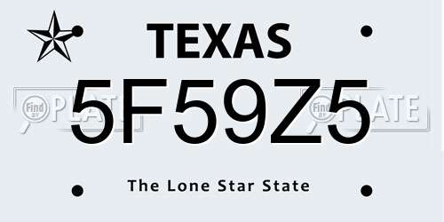 5F59Z5 Texas License Plate