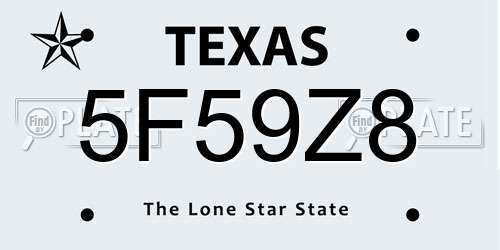 5F59Z8 Texas License Plate
