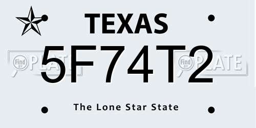 5F74T2 Texas License Plate
