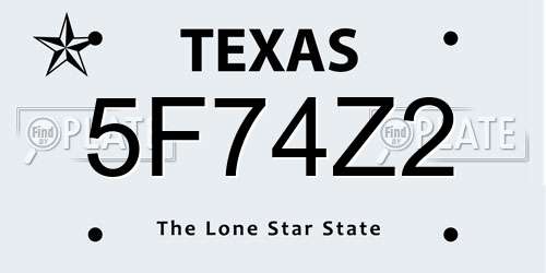 5F74Z2 Texas License Plate