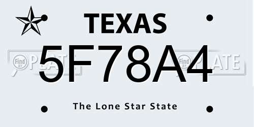 5F78A4 Texas License Plate