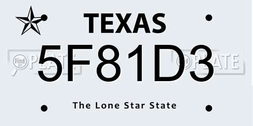 5F81D3 Texas License Plate