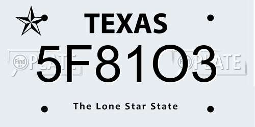 5F81O3 Texas License Plate