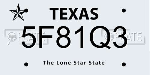 5F81Q3 Texas License Plate