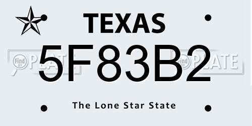 5F83B2 Texas License Plate