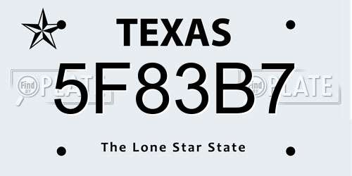 5F83B7 Texas License Plate