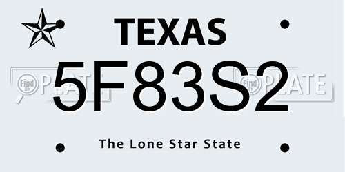 5F83S2 Texas License Plate