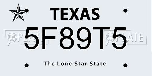5F89T5 Texas License Plate