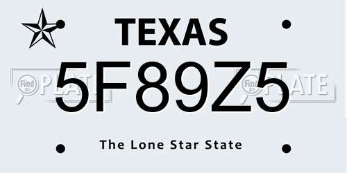 5F89Z5 Texas License Plate