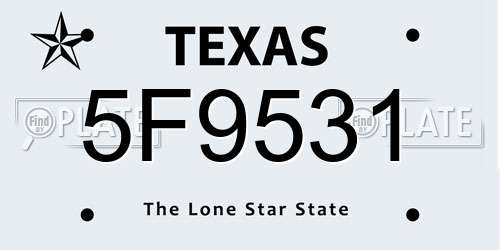 5F9531 Texas License Plate