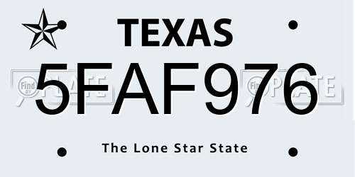 5FAF976 Texas License Plate
