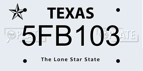 5FB103 Texas License Plate